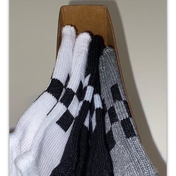 Vans No Show Socks 3Pair Men 9.5-13 White Black Gray w Logo & Checkerboard Skate - Picture 7 of 12